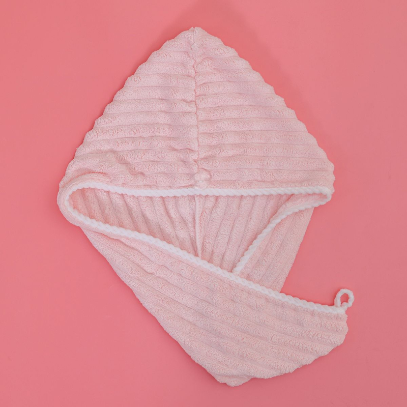 Šešir za sušenje kose za žene; debeli i vrlo upijajući; materijal koralno velvet; pređa 150D; težina 50–79 g; šivana konstrukcija; mogućnost prilagodbe