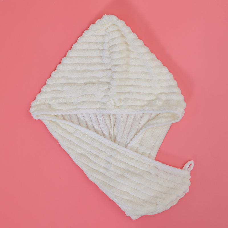 Šešir za sušenje kose za žene; debeli i vrlo upijajući; materijal koralno velvet; pređa 150D; težina 50–79 g; šivana konstrukcija; mogućnost prilagodbe