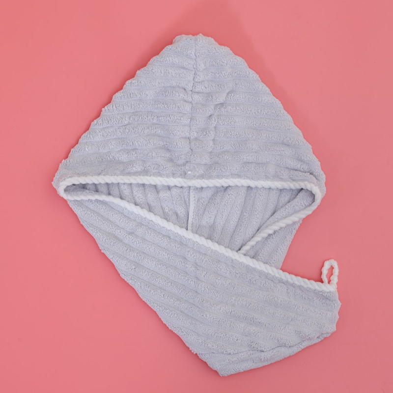 Šešir za sušenje kose za žene; debeli i vrlo upijajući; materijal koralno velvet; pređa 150D; težina 50–79 g; šivana konstrukcija; mogućnost prilagodbe