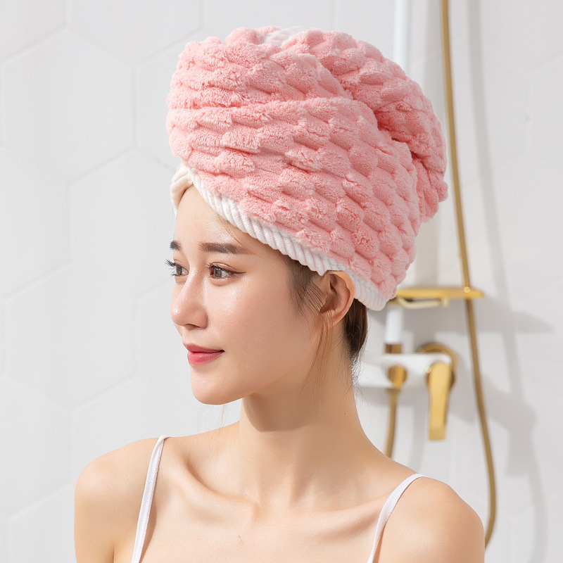 Šešir za sušenje kose – koralni fleece, dvostruki sloj, 150D, 80-99 g, za žene