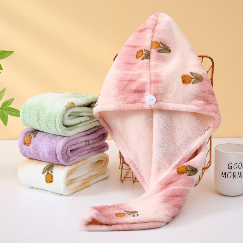 Tulip oblik kape za sušenje kose (Meng yishu; Coral fleece; 150D; Plain weave; 80–99 g)