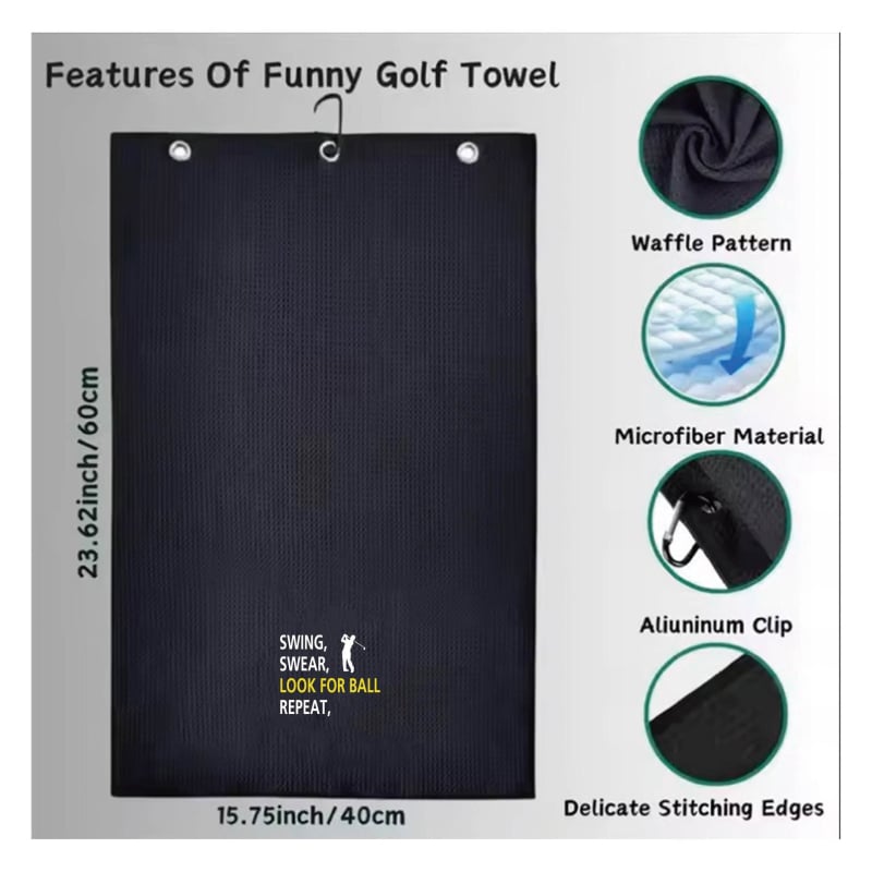 Golf ručnik s ušivenim logom, superfinog vlakna, 400 GSM, wafle uzorak s ananasom, brzo sušenje