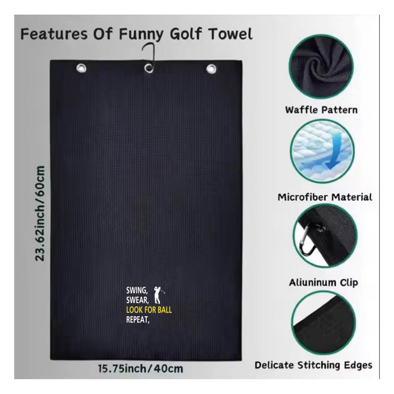 Golf ručnik s ušivenim logom, superfinog vlakna, 400 GSM, wafle uzorak s ananasom, brzo sušenje
