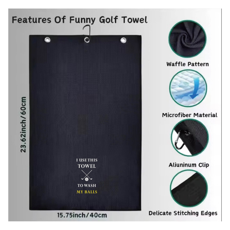 Golf ručnik s ušivenim logom, superfinog vlakna, 400 GSM, wafle uzorak s ananasom, brzo sušenje