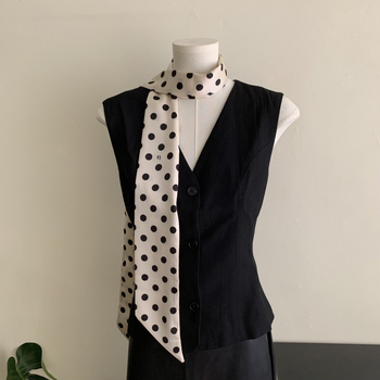 Φουλάρι από συνθετικό μετάξι με πουά μοτίβο, Γαλλικό στυλ, καλοκαίρι, απλή ύφανση, λανσάρισμα άνοιξη 2025