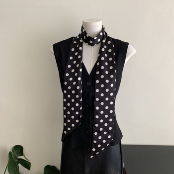 Φουλάρι από συνθετικό μετάξι με πουά μοτίβο, Γαλλικό στυλ, καλοκαίρι, απλή ύφανση, λανσάρισμα άνοιξη 2025