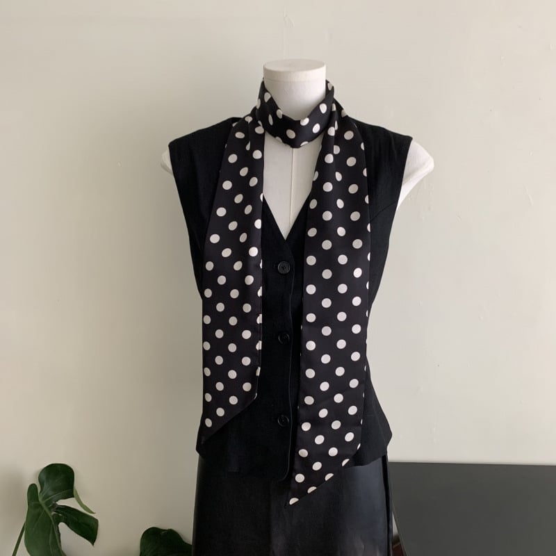 Φουλάρι από συνθετικό μετάξι με πουά μοτίβο, Γαλλικό στυλ, καλοκαίρι, απλή ύφανση, λανσάρισμα άνοιξη 2025