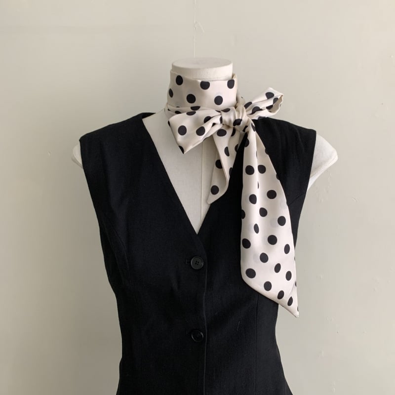 Φουλάρι από συνθετικό μετάξι με πουά μοτίβο, Γαλλικό στυλ, καλοκαίρι, απλή ύφανση, λανσάρισμα άνοιξη 2025