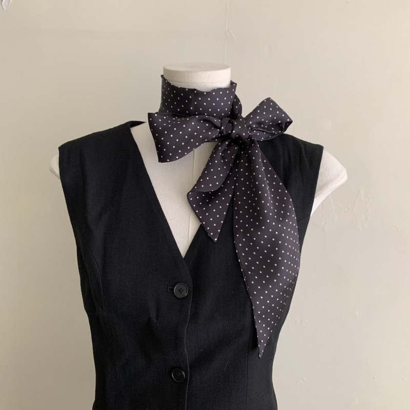 Φουλάρι από συνθετικό μετάξι με πουά μοτίβο, Γαλλικό στυλ, καλοκαίρι, απλή ύφανση, λανσάρισμα άνοιξη 2025