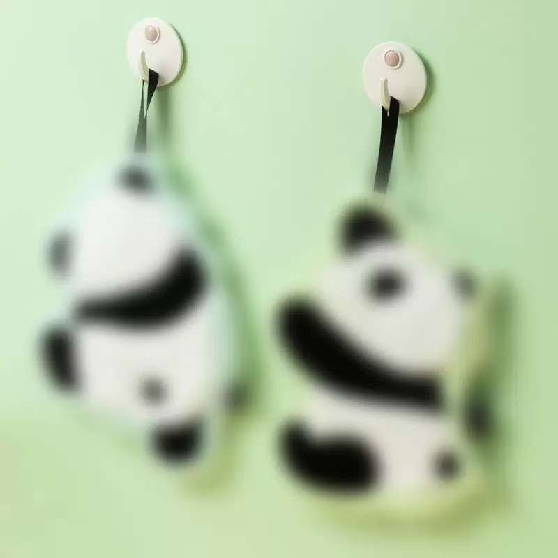 Panda ručnik za ruke za dječju kupaonicu, koralni fleece, 120D, 30–50 g, izvezen, šivan, obična tkanina