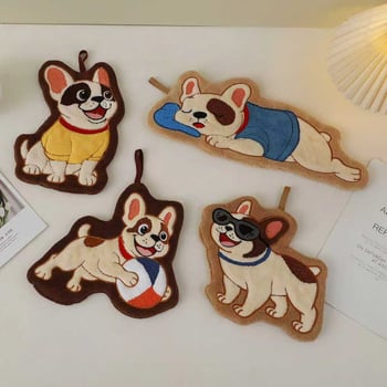 Ručnik za ruke s dizajnom jazavčara, koralni flis, 30-50 g, prilagodljiv