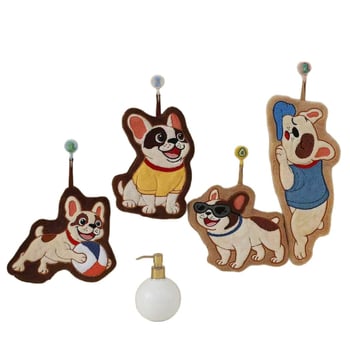 Ručnik za ruke s dizajnom jazavčara, koralni flis, 30-50 g, prilagodljiv