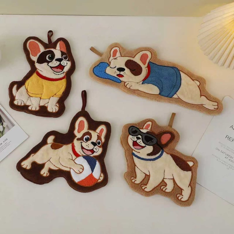 Ručnik za ruke s dizajnom jazavčara, koralni flis, 30-50 g, prilagodljiv