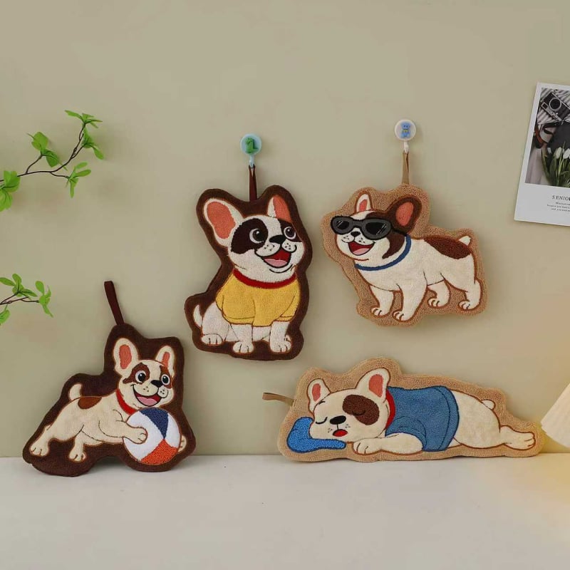 Ručnik za ruke s dizajnom jazavčara, koralni flis, 30-50 g, prilagodljiv