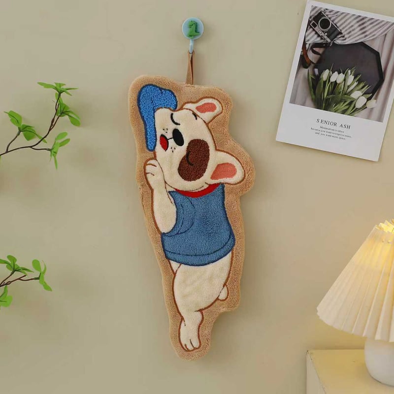 Ručnik za ruke s dizajnom jazavčara, koralni flis, 30-50 g, prilagodljiv