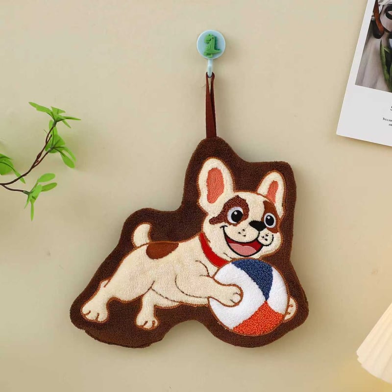 Ručnik za ruke s dizajnom jazavčara, koralni flis, 30-50 g, prilagodljiv