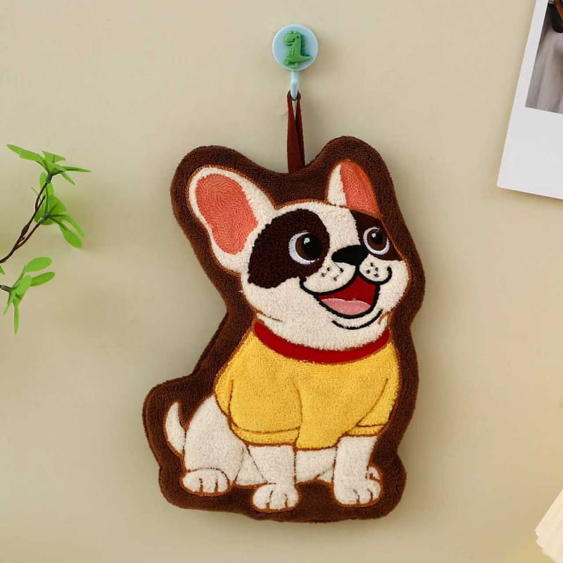 Ručnik za ruke s dizajnom jazavčara, koralni flis, 30-50 g, prilagodljiv