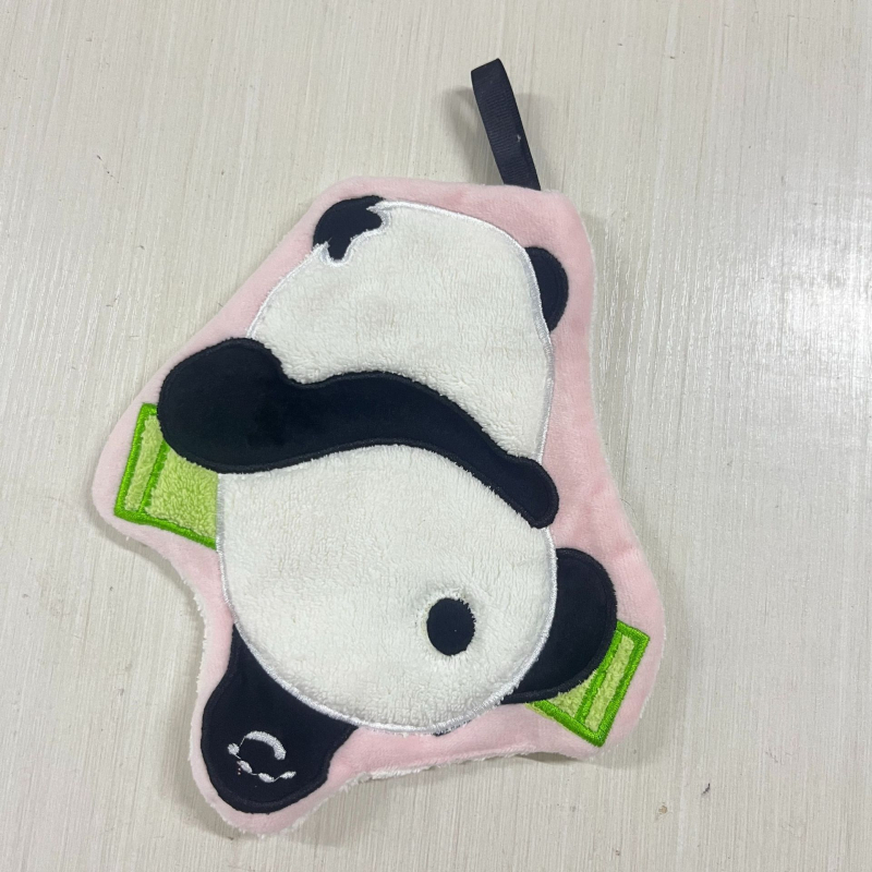 Ručnik za ruke s panda izšivenim motivom na koralnom flisu, 30-50 g, 150d pređa, šifra proizvoda 8779