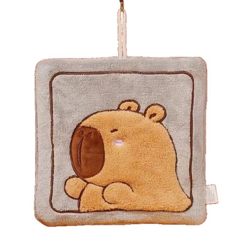 Dječji ručnik za ruke s likom kapibare, za vješanje, koralni flis, 150D, vez, težina 30-50 g