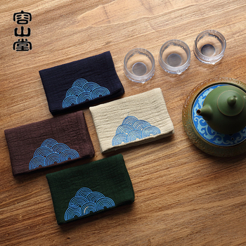 Rongshantang κεντημένη πετσέτα τσαγιού από βαμβάκι και λινό, παχυσμένη και απορροφητική, ιαπωνικού στυλ