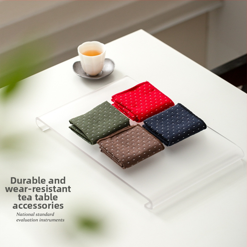 Ιαπωνικού στυλ πετσέτα για τσάι από βαμβάκι-λίνες, απορροφητική, κεντημένη πετσέτα για την τσαγιέρα, αξεσουάρ σετ τσαγιού