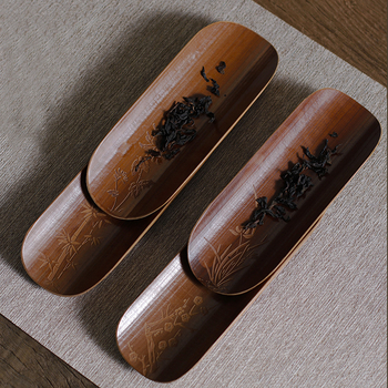 Χειροποίητο σετ τελετής τσαγιού από μπαμπού, τριών τεμαχίων, με χαλάκι τσαγιού, πετσέτα τσαγιού και κουτάλι τσαγιού