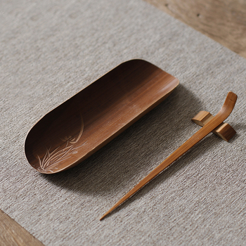 Χειροποίητο σετ τελετής τσαγιού από μπαμπού, τριών τεμαχίων, με χαλάκι τσαγιού, πετσέτα τσαγιού και κουτάλι τσαγιού