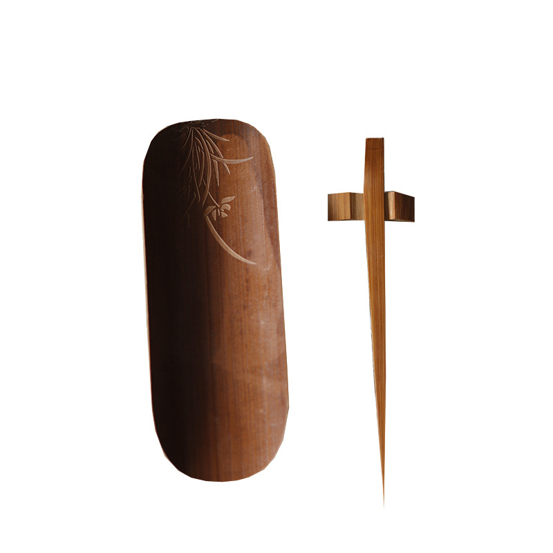 Χειροποίητο σετ τελετής τσαγιού από μπαμπού, τριών τεμαχίων, με χαλάκι τσαγιού, πετσέτα τσαγιού και κουτάλι τσαγιού