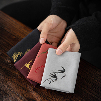 Prosop de ceai din catifea de piele de cerb, stil chinezesc, absorbant