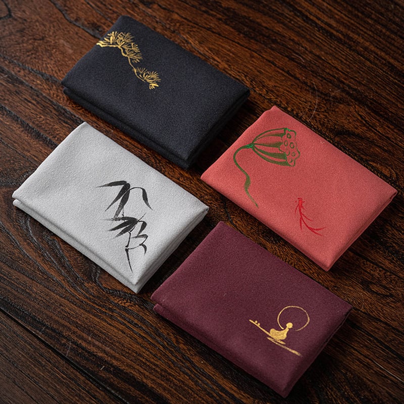Prosop de ceai din catifea de piele de cerb, stil chinezesc, absorbant