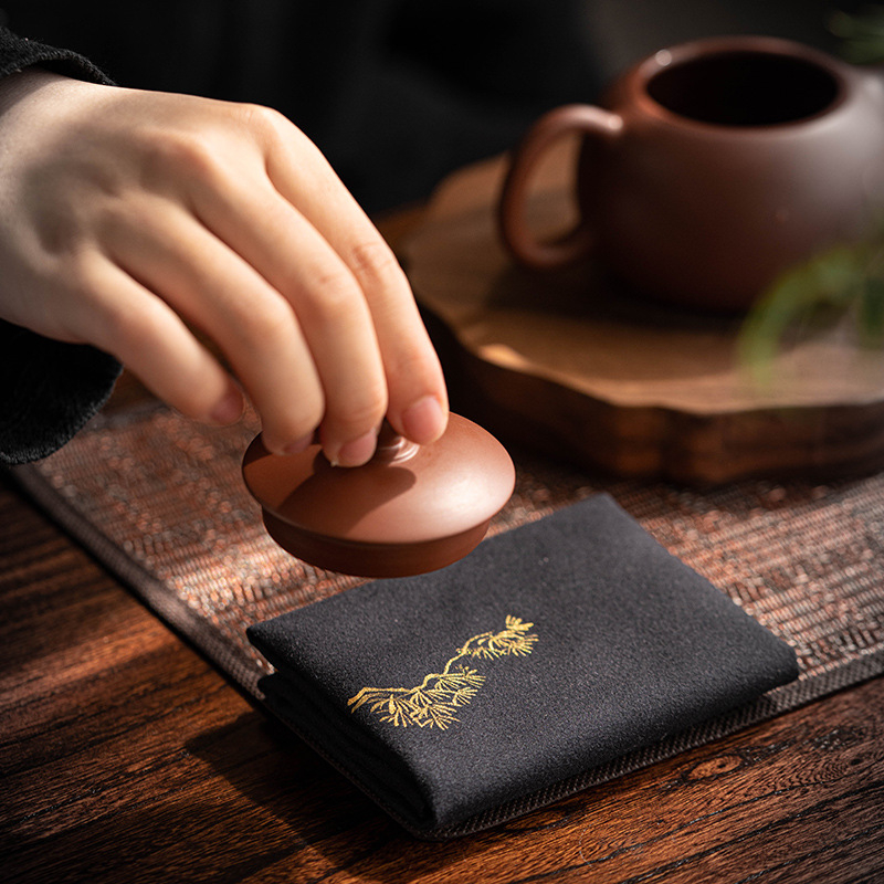 Prosop de ceai din catifea de piele de cerb, stil chinezesc, absorbant