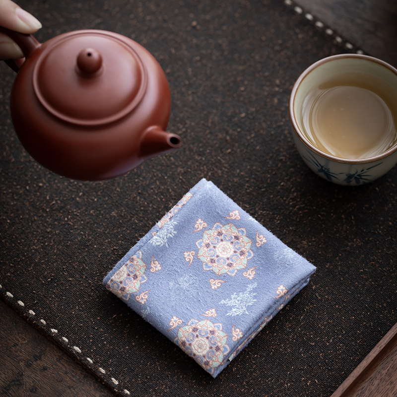 Benlong Gold Βελούδινο Εκτυπωμένο Διπλής Όψεως Απορροφητικό Πανί Για Τσάι | Ρετρό Εκτύπωση, Μαλακό Βαμβάκι, Τσάι Ματ | Νέος Κινέζικος Στυλ
