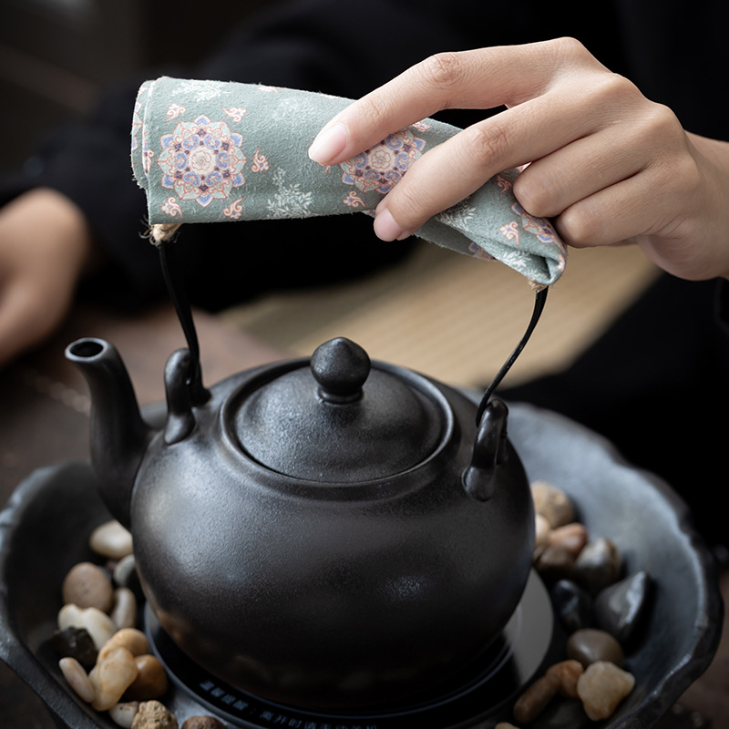 Benlong Gold Βελούδινο Εκτυπωμένο Διπλής Όψεως Απορροφητικό Πανί Για Τσάι | Ρετρό Εκτύπωση, Μαλακό Βαμβάκι, Τσάι Ματ | Νέος Κινέζικος Στυλ