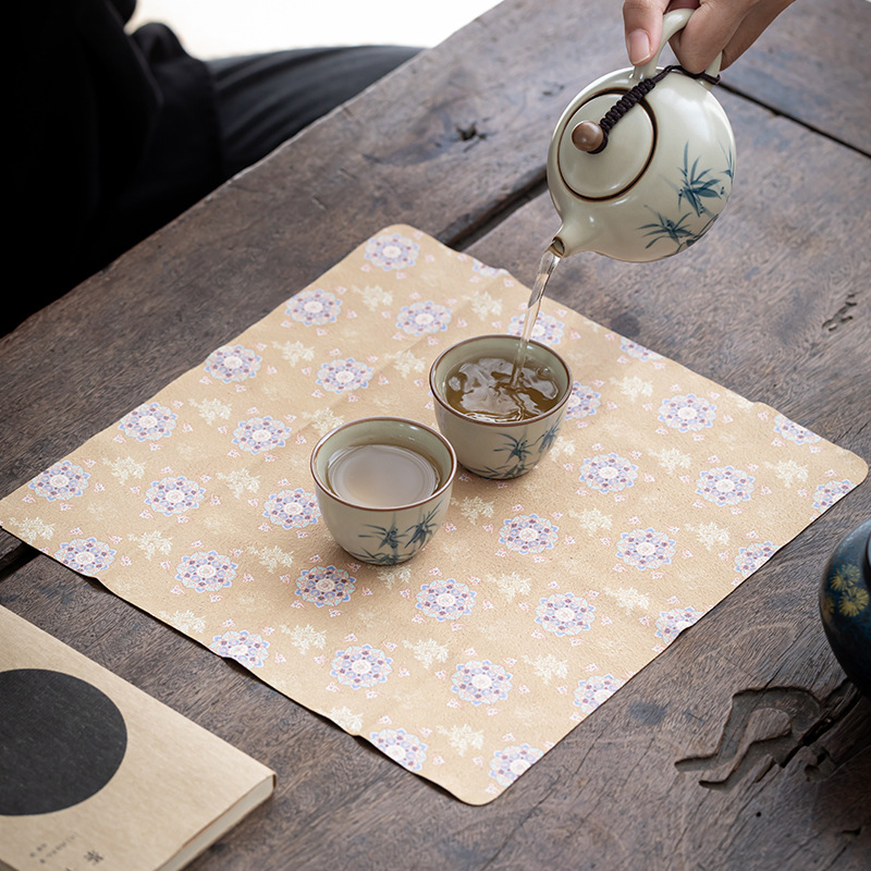 Benlong Gold Βελούδινο Εκτυπωμένο Διπλής Όψεως Απορροφητικό Πανί Για Τσάι | Ρετρό Εκτύπωση, Μαλακό Βαμβάκι, Τσάι Ματ | Νέος Κινέζικος Στυλ
