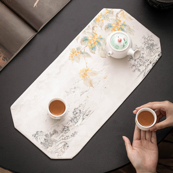 Διπλής όψης τραπεζομάντηλο για τσάι από Fragrant Cloud Silk ύφασμα, Νέο κινεζικό στυλ, Yogehome, βάρος 150 g