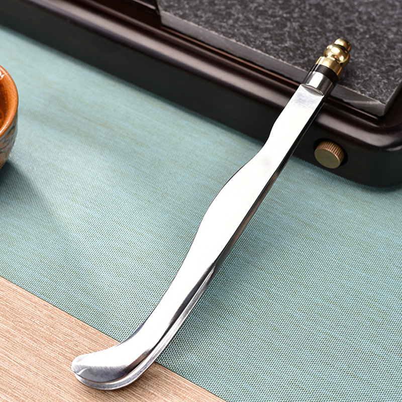 Δαμασκηνό σετ τελετής τσαγιού από ανοξείδωτο ατσάλι, πέντε τεμάχια: κουτάλι τσαγιού, κλιπ για τσαι, βελόνα τσαγιού, πιρουνάκι φλυτζανιού και δίσκος, σε νέο κινεζικό στυλ