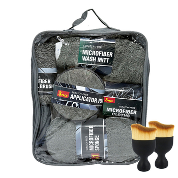 11 τεμάχια σετ καθαρισμού αυτοκινήτου με πανιά, μαντηλάκια, σφουγγάρια γυαλίσματος και βούρτσες κέντρων τροχών