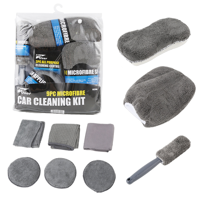 11 τεμάχια σετ καθαρισμού αυτοκινήτου με πανιά, μαντηλάκια, σφουγγάρια γυαλίσματος και βούρτσες κέντρων τροχών