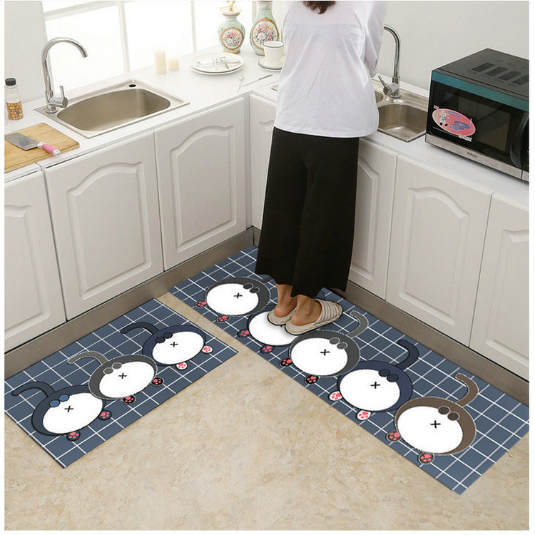 Kuhinjska podna prostirka, debeli kristalni velur, upija vodu i ulje, poliester, pravokutni oblik, moderni stil