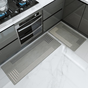 Kuhinjska prostirka od diatomske gline, pravokutna, digitalni tisak, uzorak pruge i blok boja, periva