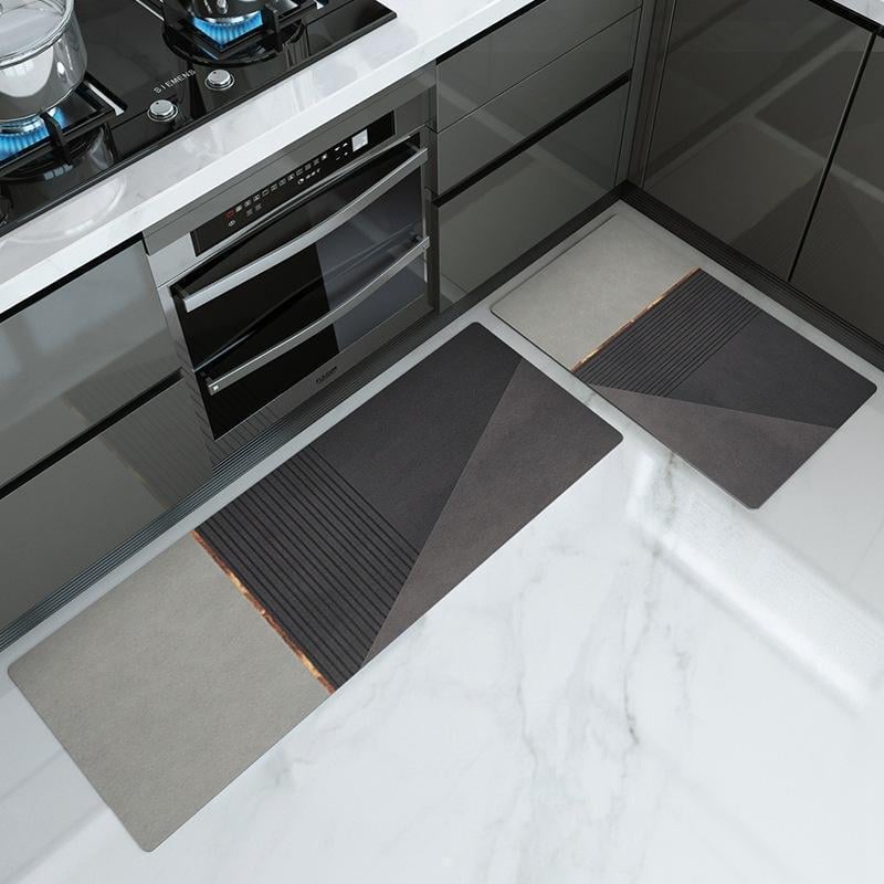 Kuhinjska prostirka od diatomske gline, pravokutna, digitalni tisak, uzorak pruge i blok boja, periva