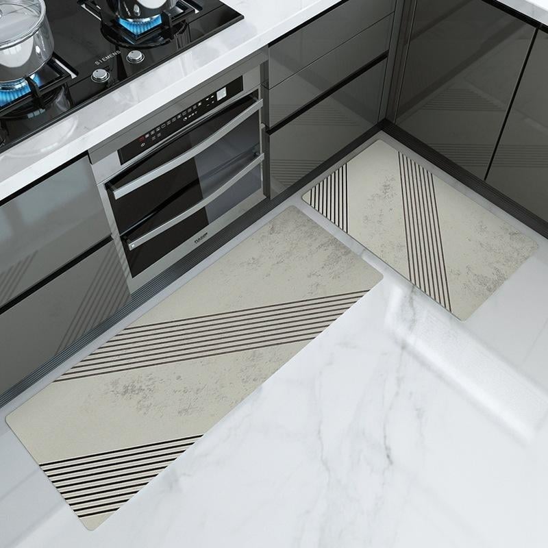 Kuhinjska prostirka od diatomske gline, pravokutna, digitalni tisak, uzorak pruge i blok boja, periva