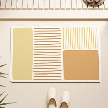 Kupaonska prostirka od diatomitne gline, protuklizna, periva, minimalisticki uzorak linija, kvadratnog oblika, pogodna za kupaonu i poslovne prostore