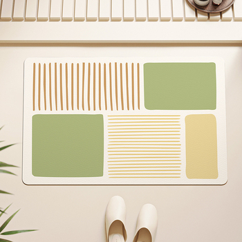 Kupaonska prostirka od diatomitne gline, protuklizna, periva, minimalisticki uzorak linija, kvadratnog oblika, pogodna za kupaonu i poslovne prostore