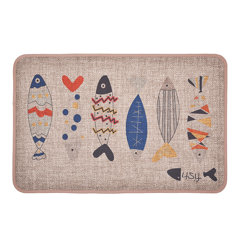 Podna prostirka za kuhinju i kupaonicu, imitacija lana, tisak, kvadratni oblik, jednobojni ili crtani uzorak, čišćenje usisavačem, pogodno za kuhinju, ulaz i balkon