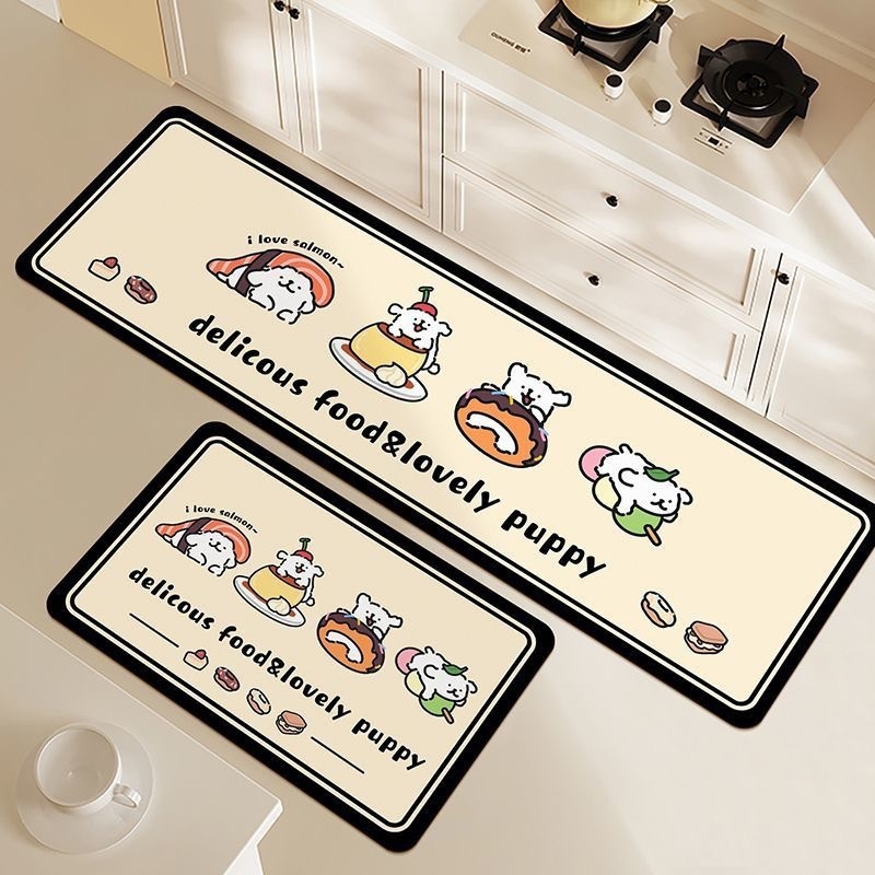 Dva komada set kuhinjskih prostirki od poliestera s motivom slatkog šteneta, kvadratnog oblika, upijajuće i otporne na mrlje, jednostavno za održavanje