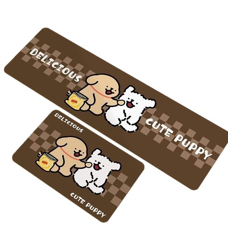 Dva komada set kuhinjskih prostirki od poliestera s motivom slatkog šteneta, kvadratnog oblika, upijajuće i otporne na mrlje, jednostavno za održavanje