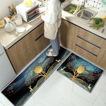 Dvije podne prostirke nordijskog apstraktnog stila, poliesterska vlakna, print, kvadratni oblik, pruge i geometrijski uzorak