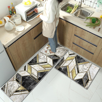 Dvije podne prostirke nordijskog apstraktnog stila, poliesterska vlakna, print, kvadratni oblik, pruge i geometrijski uzorak