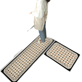 Dvije podne prostirke nordijskog apstraktnog stila, poliesterska vlakna, print, kvadratni oblik, pruge i geometrijski uzorak